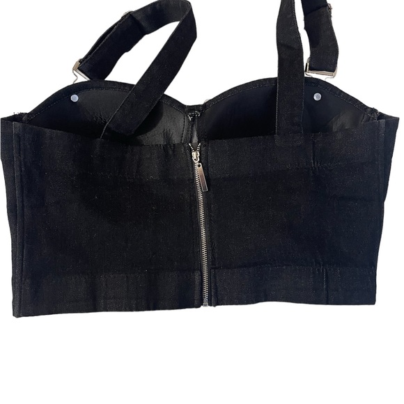 Jean crop top shirt with built in bra - Picture 3 of 5